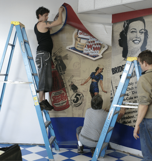 Installing Pepsi Mural