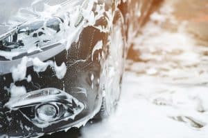 Outdoor Car Wash With Foam Soapy Water